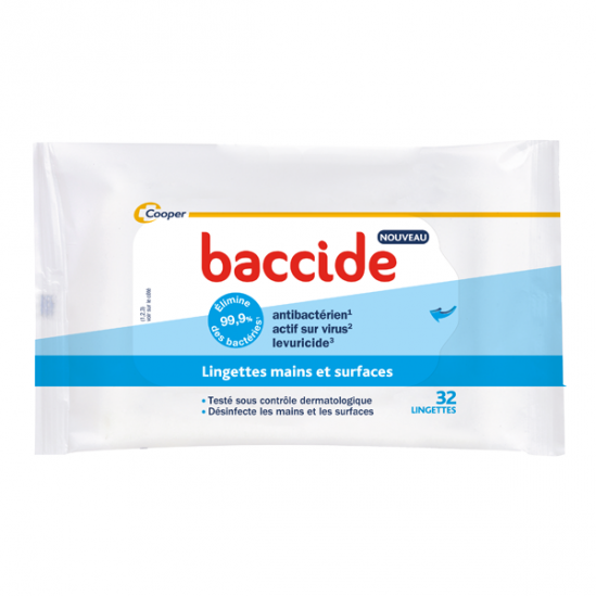 Baccide Lingettes mains et surfaces 32 lingettes