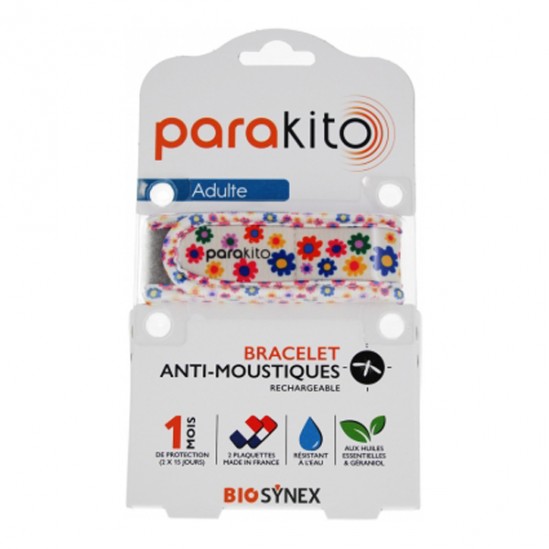 Parakito Adulte bracelet anti-moustiques rechargeable Fun Fleurs
