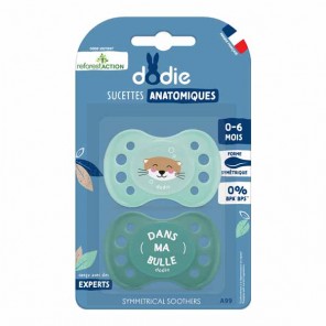 Dodie duo sucettes anatomiques Reforest'action Loutre 0-6 mois A99