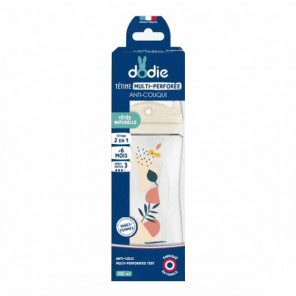 Dodie biberon tétine multi-perforée anti-colique 0 - 6 mois bleu 150ml