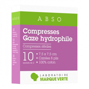 Marque Verte Abso Compresses Gaze hydrophile 7,5x7x5cm boîte de 2x10