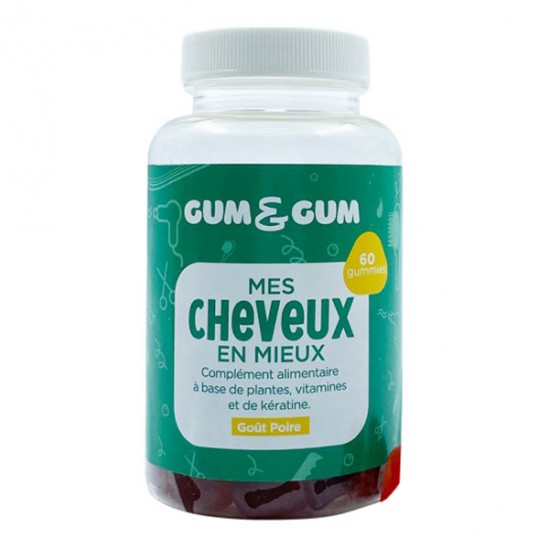 Well & Well Gum & Gum Mes cheveux en mieux goût poire 60 gummies