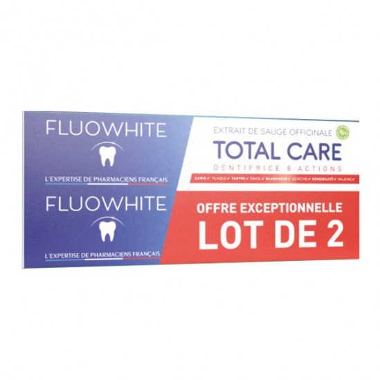 Fluowhite dentifrice Total Care lot de 2x75ml