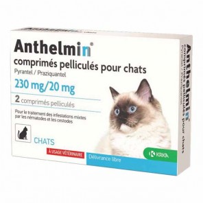 Krka Anthelmin vermifuge chat 2 comprimés pelliculés