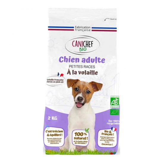 Canichef croquettes bio à la volaille pour chien petite race 2kg