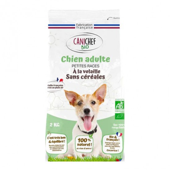 Canichef croquettes sans céréales bio pour chien petite race 2kg