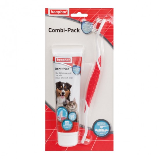 Beaphar Combi-Pack dentifrice et brosse à dents pour chien et chat