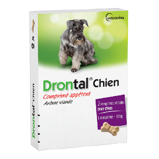 Drontal Vermifuge pour chien goût viande 2 comprimés
