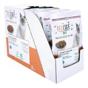 Felichef  emincés en sauce au saumon bio pour chat pack de 12