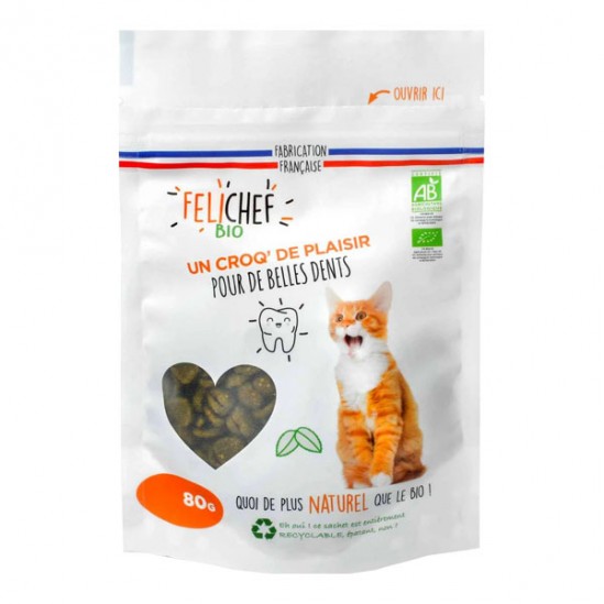 Felichef friandises hygiène bucco-dentaire bio pour chat 80gr