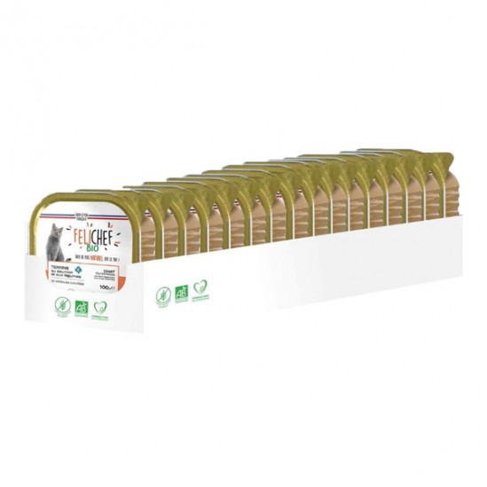 Felichef terrine sans céréales saumon bio pour chat lot de 16 x 100gr