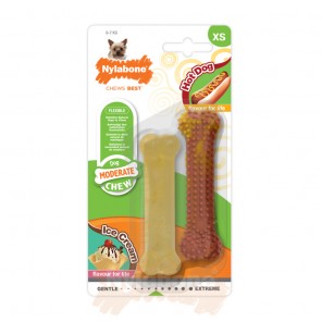Nylabone Moderate Chew hot dog crème glacée bone pack twin XS