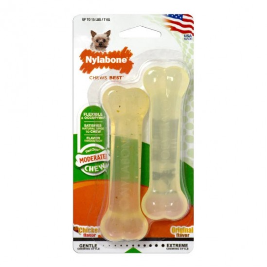 Nylabone os dentaire modéré os de poulet bœuf XS lot de 2