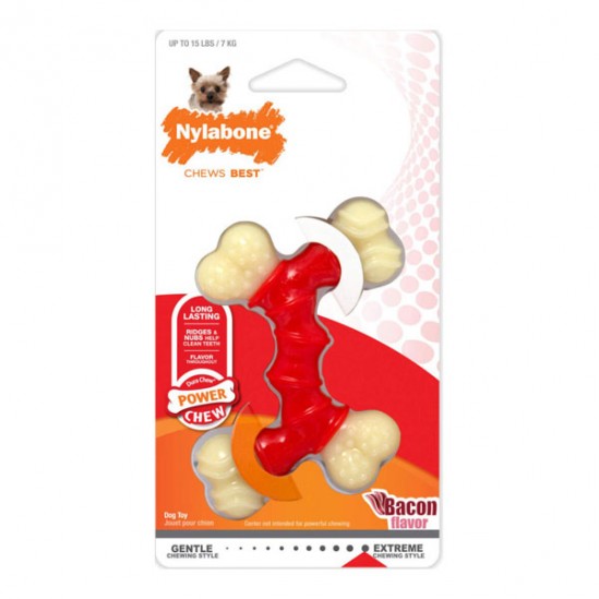 Nylabone Extreme Chew bacon double bone jouet à mâcher M