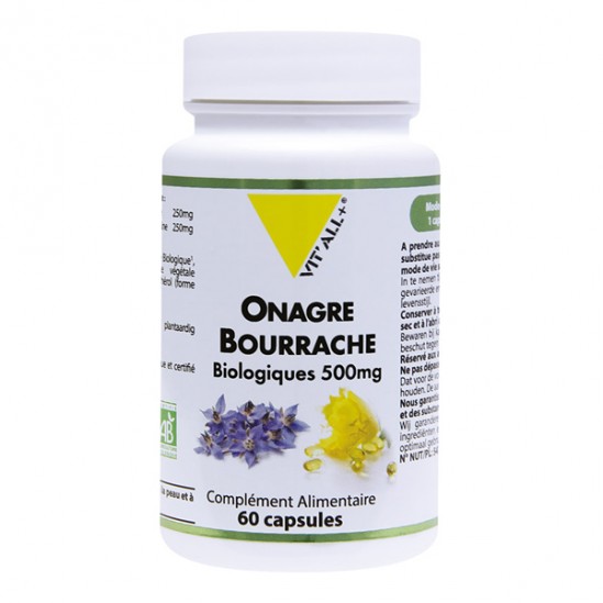 Vitall+ onagre & bourrache bio 500mg 60 capsules
