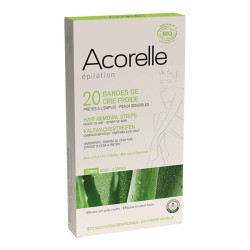 Acorelle épilation corps 20 bandes de cire froide bio