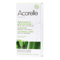 Acorelle épilation visage 20 bandes de cire froide bio