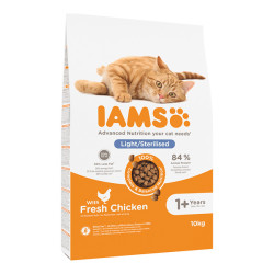 Iams chat adulte allégé et stérilisé croquettes poulet frais 10kg