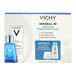 Vichy Minéral 89 concentré 30ml + eau micellaire 100ml + Aqualia Thermal crème réhydrate 50ml