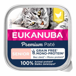 Eukanuba Grain Free mono-protein au poulet pour chat senior 85gr
