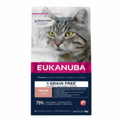 Eukanuba Grain Free croquettes sans céréales chat senior + 7 ans 2kg
