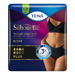 Tena Silhouette Plus taille haute sous-vêtement noir absorbant M 10 pièces