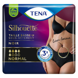Tena Silhouette Plus taille haute sous-vêtement noir absorbant L 09 pièces