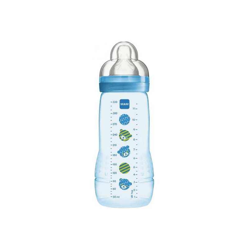 MAM Easy Active Biberon 2ème âge bleu Tétine débit X 330ml