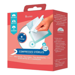 Soineo 10 pochettes de 2 compresses stériles non tissé 7,5 x 7,5cm