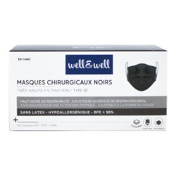 Well &Well masques noirs chirugicaux type IIR boîte de 50 pièces