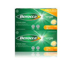 Berocca Energie 30 Comprimés Effervescents Orange Lot de 2