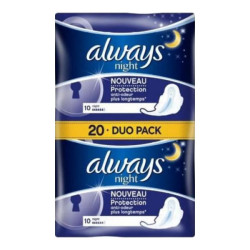 Always Night duo pack de 20 serviettes + 1 boîte offerte