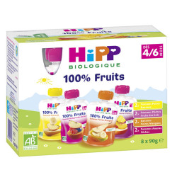 HiPP Pack 8 Gourdes 100% Fruits Bio dès 6mois