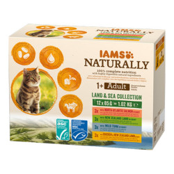Iams Naturally chat adulte bouchée terre et mer 4 x 85gr