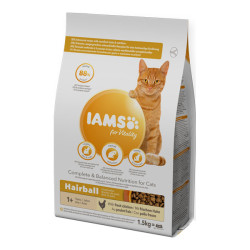 Iams Vitality chat adulte et sénior croquettes anti-boules de poils poulet 1,5kg