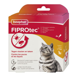 Beaphar Fiprotec chat pipettes antiparasitaires 4 x 50mg