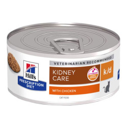 Hill's Prescription Diet K/D santé rénale chat adulte pâtée poulet 24 boîtes de 156gr