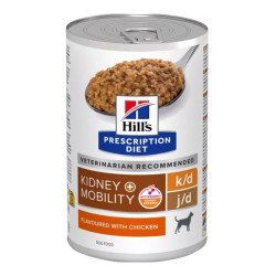 Hill's Prescription Diet K/D J/D santé rénale & articulaire chien adulte pâtée poulet 12 x 370gr