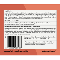 Baba Nutrition Brûleur de graisses 60 gélules Ingrédients