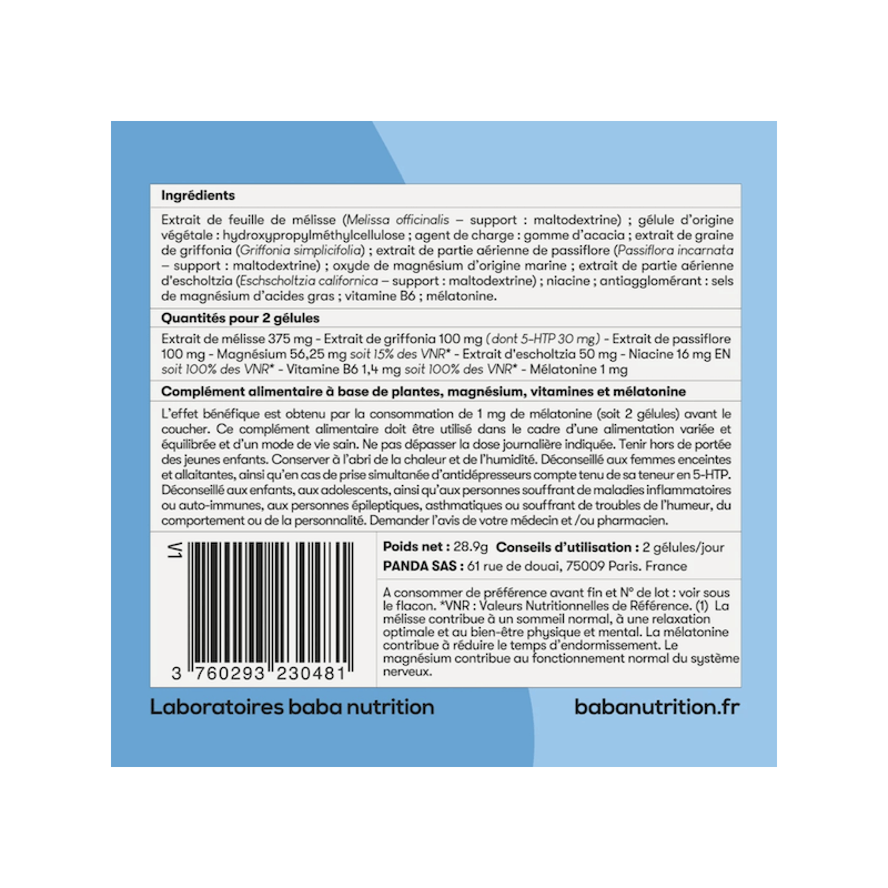 Baba Nutrition Sommeil 60...