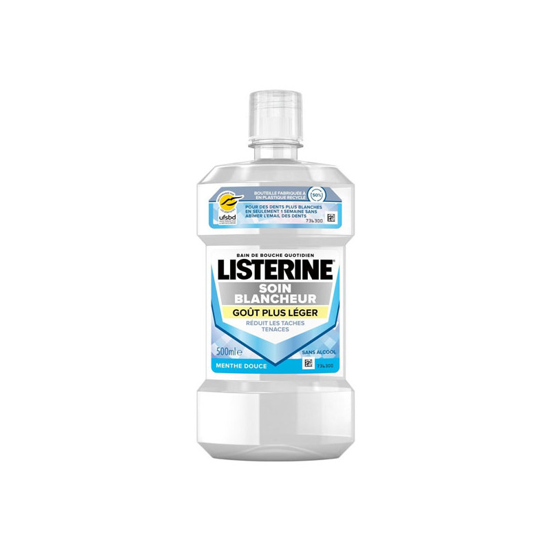 Listerine Soin Blancheur Bain de bouche goût plus léger 500ml