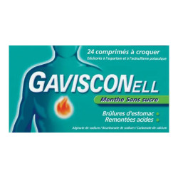 Gavisconell menthe sans sucre 24 comprimés à croquer