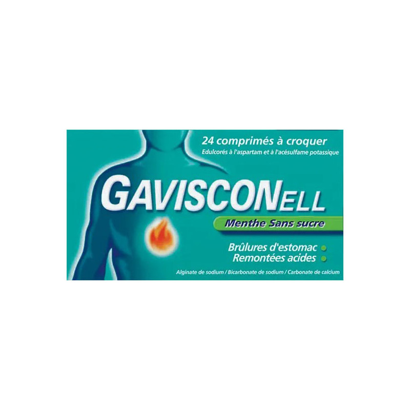 Gavisconell menthe sans sucre 24 comprimés à croquer
